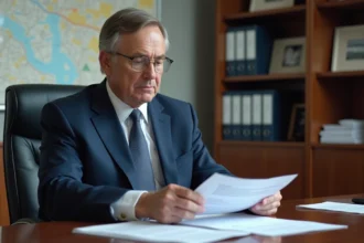 Conseiller municipal en réunion avec documents officiels
