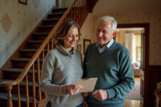 Une femme d'âge moyen et un homme âgé dans un foyer ancien