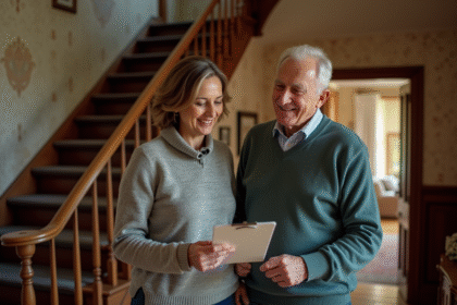 Une femme d'âge moyen et un homme âgé dans un foyer ancien