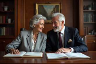 Dame et homme élégants dans un bureau européen