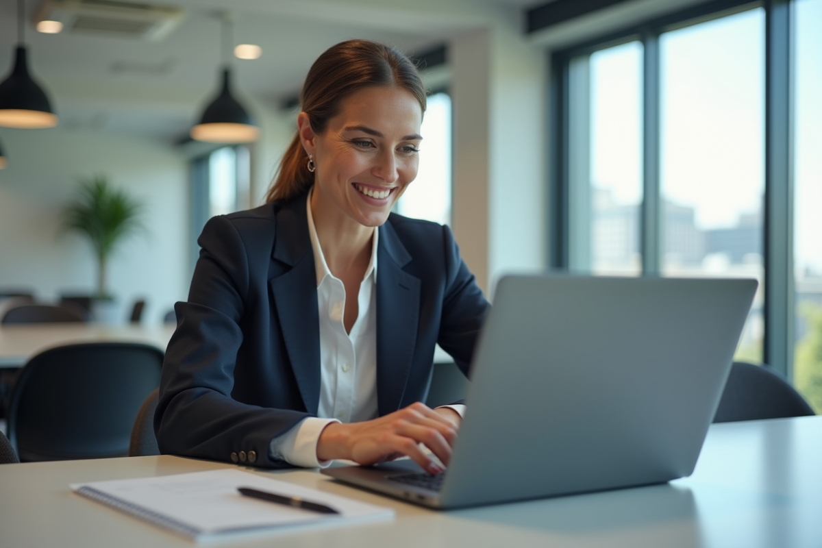 Femme professionnelle dans un espace de coworking moderne