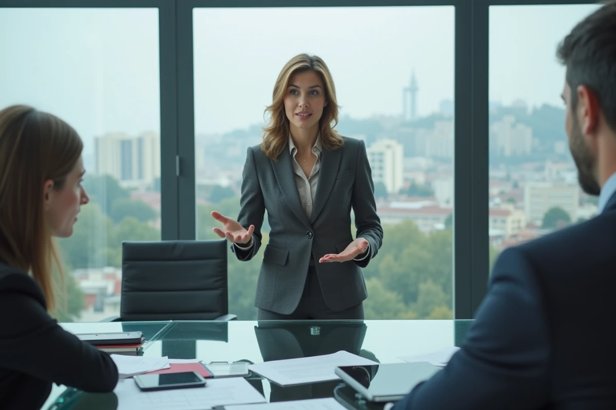 Femme turque cadre professionnel en réunion dans un bureau moderne d'Istanbul