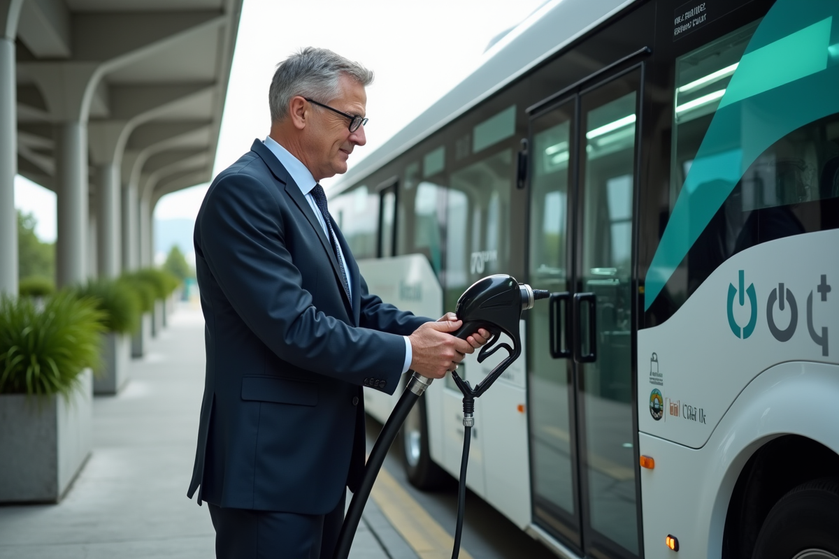 Homme en costume faisant le plein d