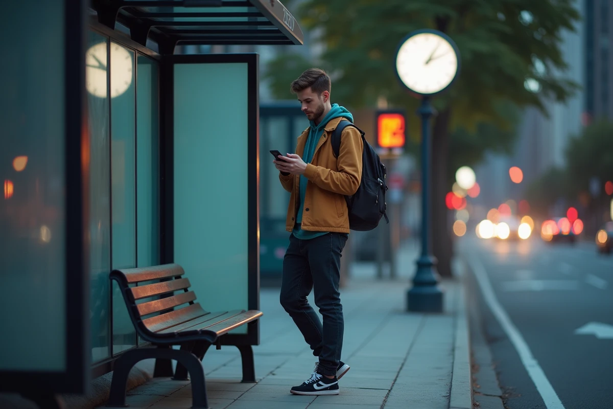 Jeune homme vérifiant son smartphone à l