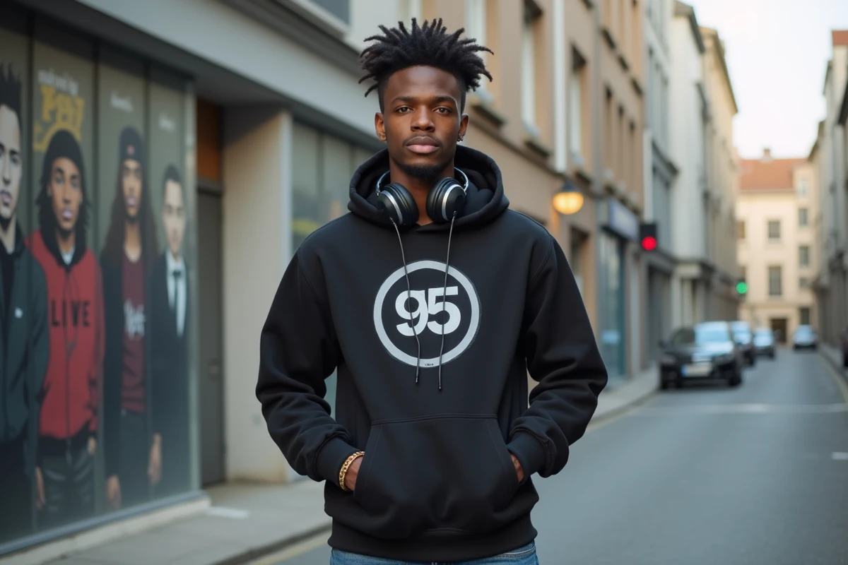 Jeune homme urbain en hoodie 95 Sounds à Cergy