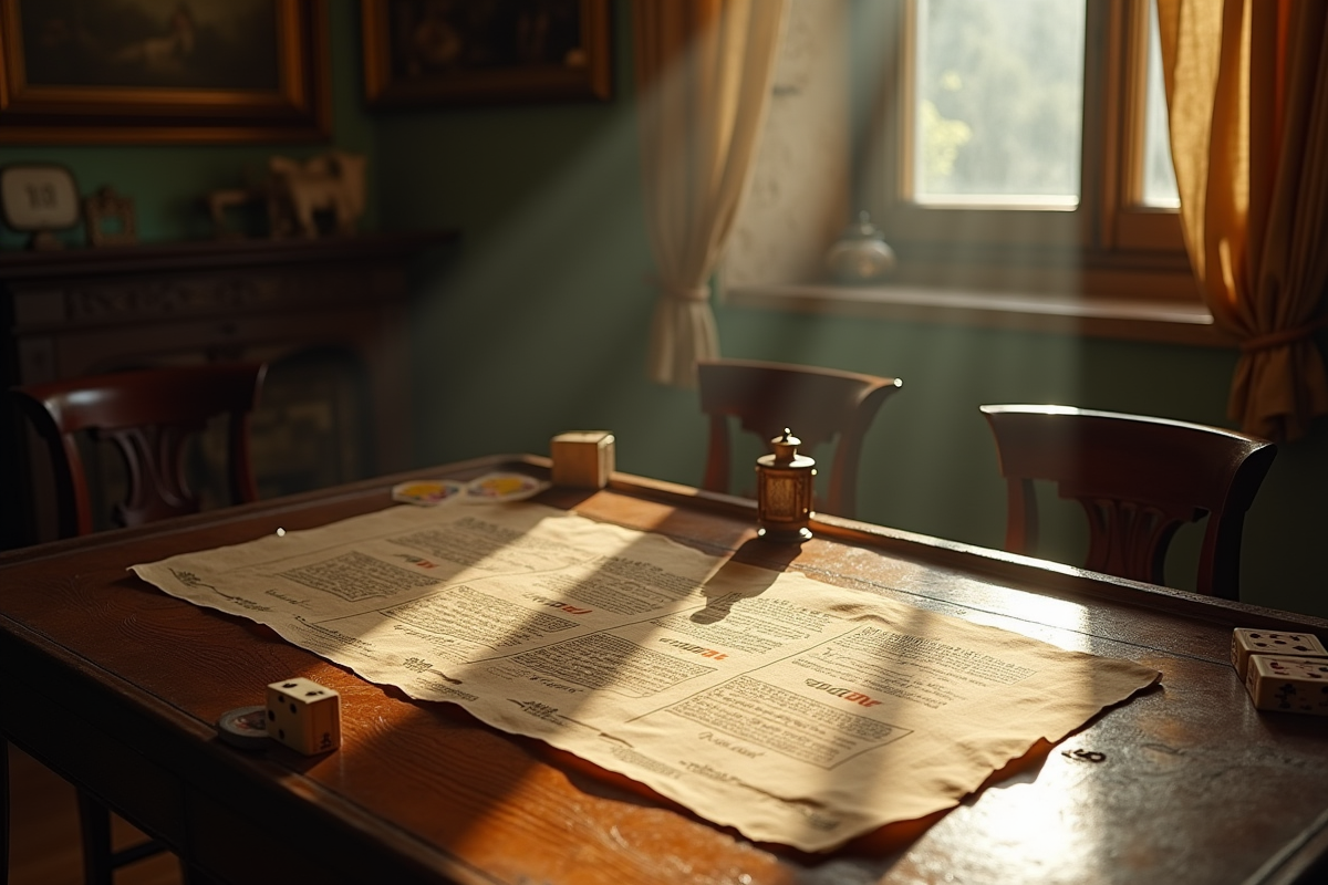Salon français ancien avec une partie de crapette en cours