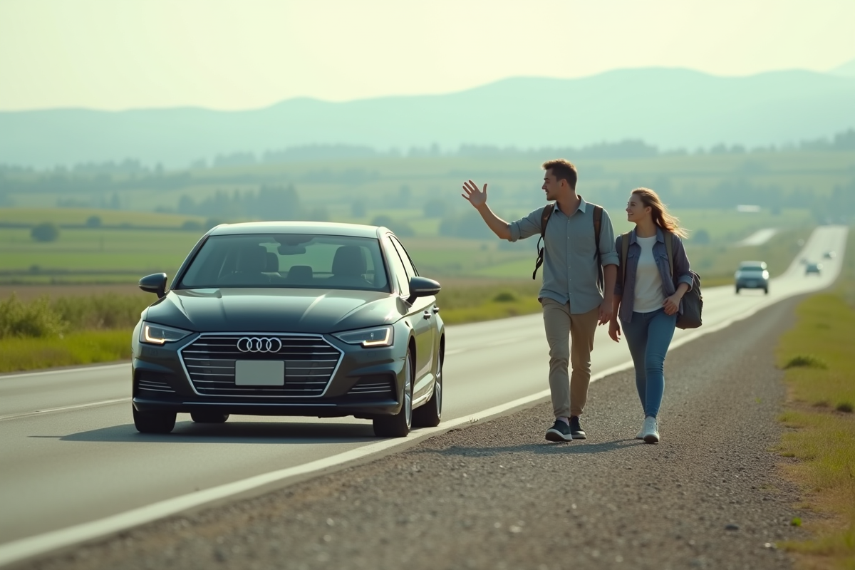 Jeune homme saluant deux passagères à côté d