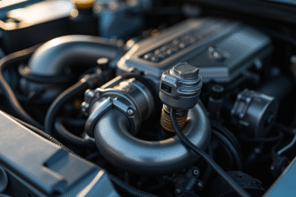 Vue rapprochee d'un turbo de voiture avec capteur de pression