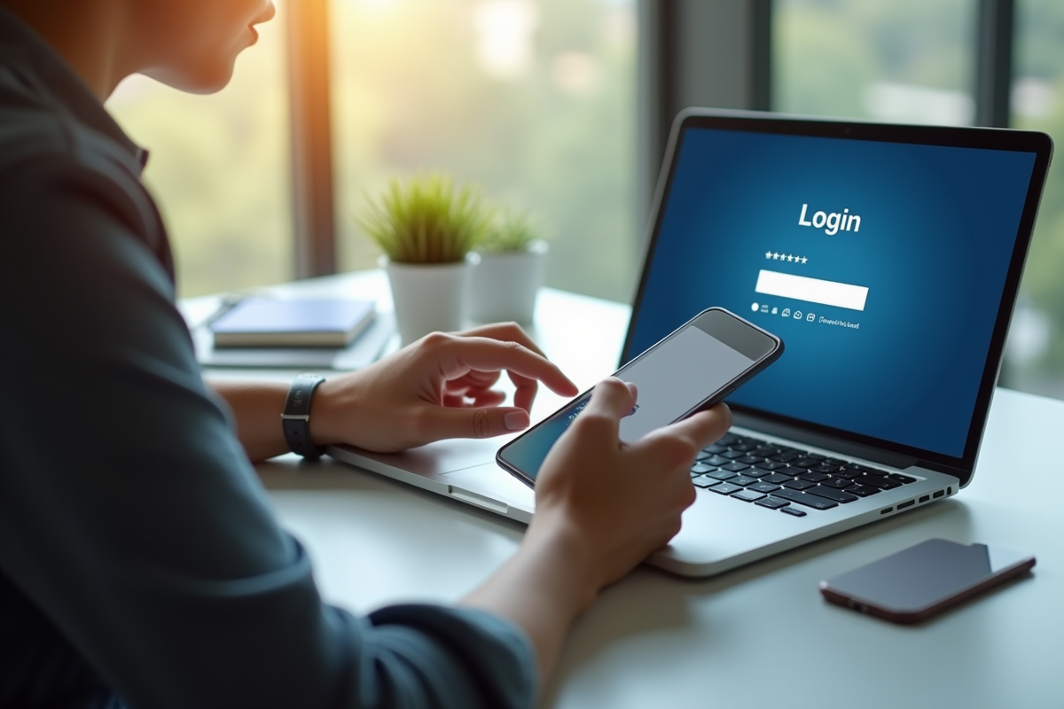 Jeune adulte saisissant un code sur smartphone pour la sécurité